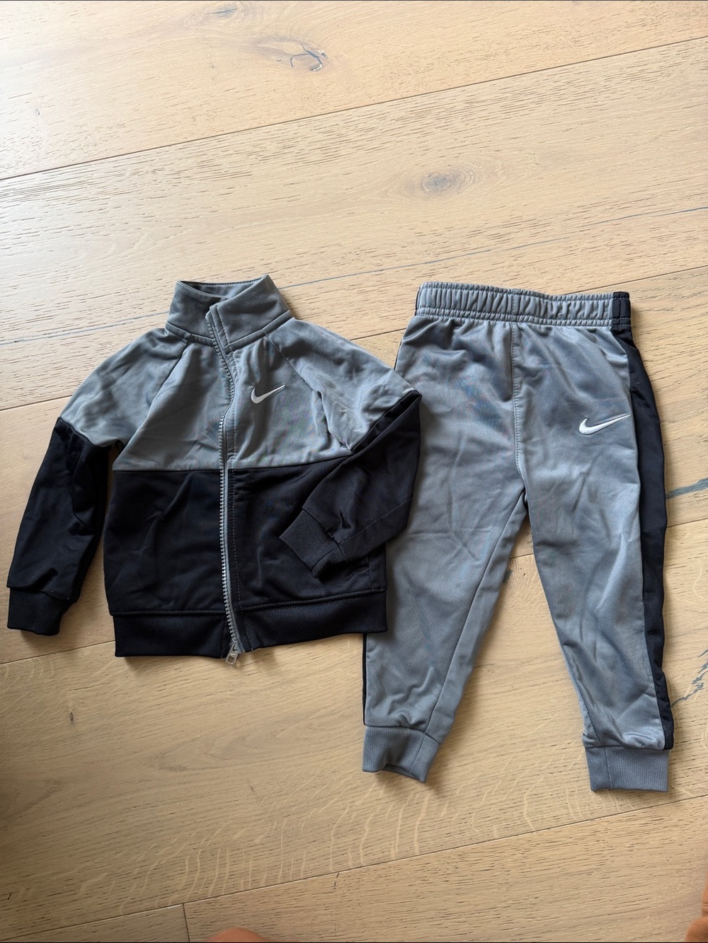Nike Kids Gray and Black Jogger Tracksuit Set